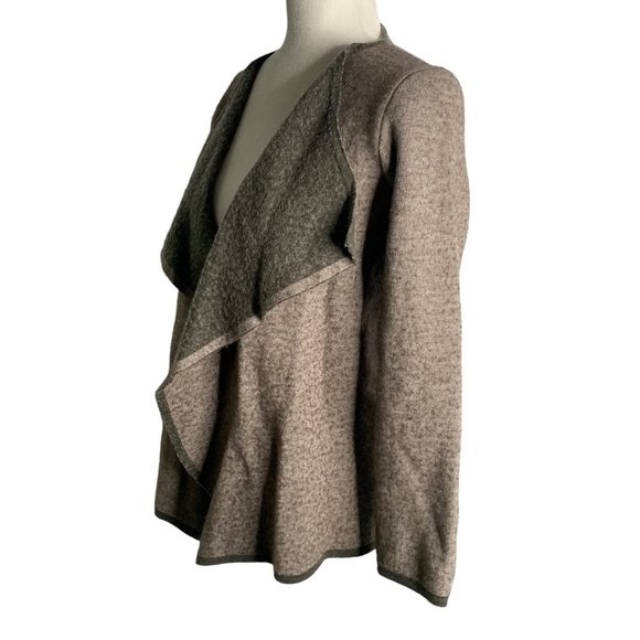 Anthropologie Lineamaglia Wool Cardigan Sweater S Brown Open Front Waterfall - Picture 3 of 6